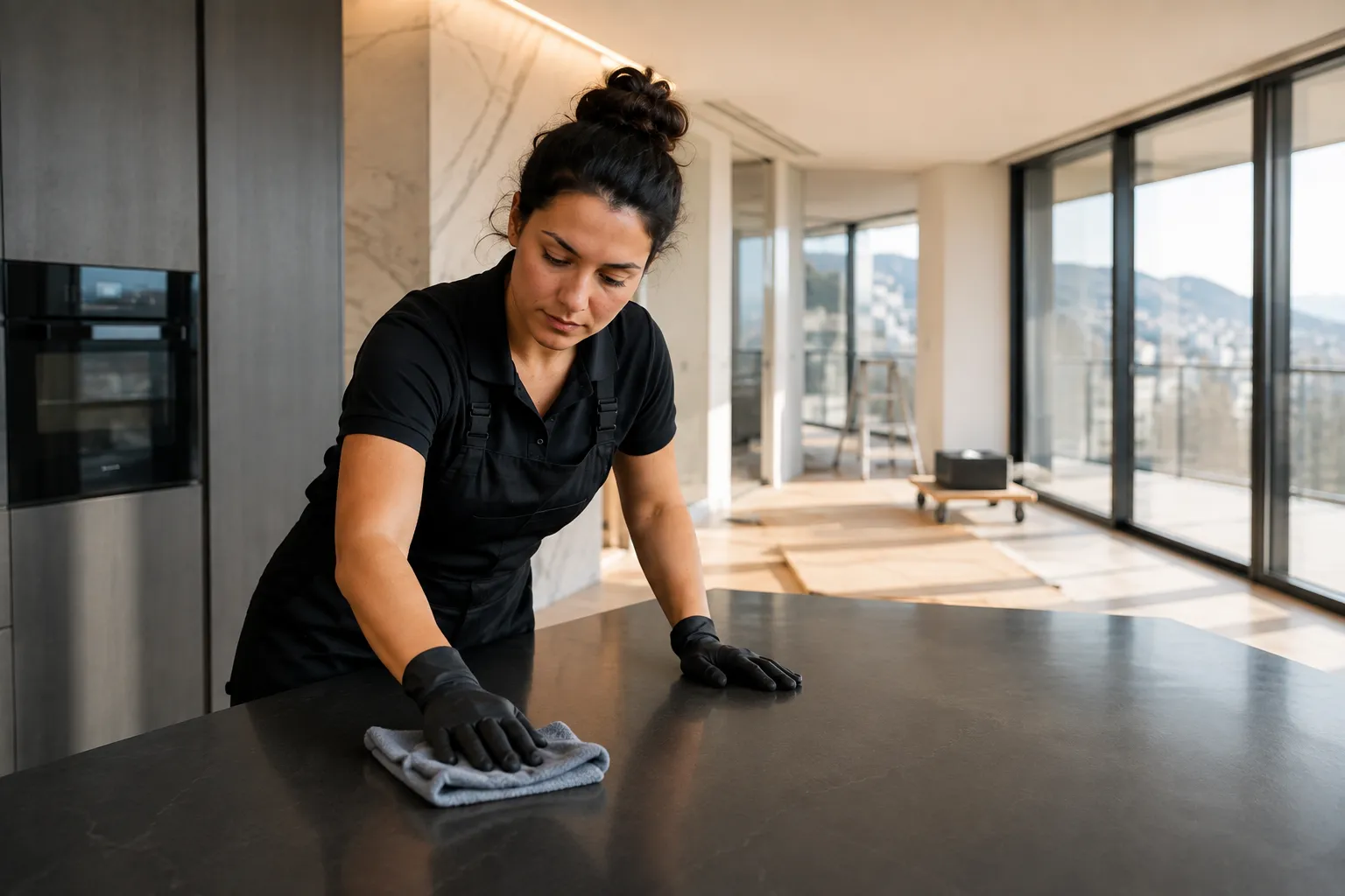 Intérieur moderne nettoyé par Helena Services